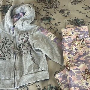 Gray Princess Hoodie and Floral Leggings Set